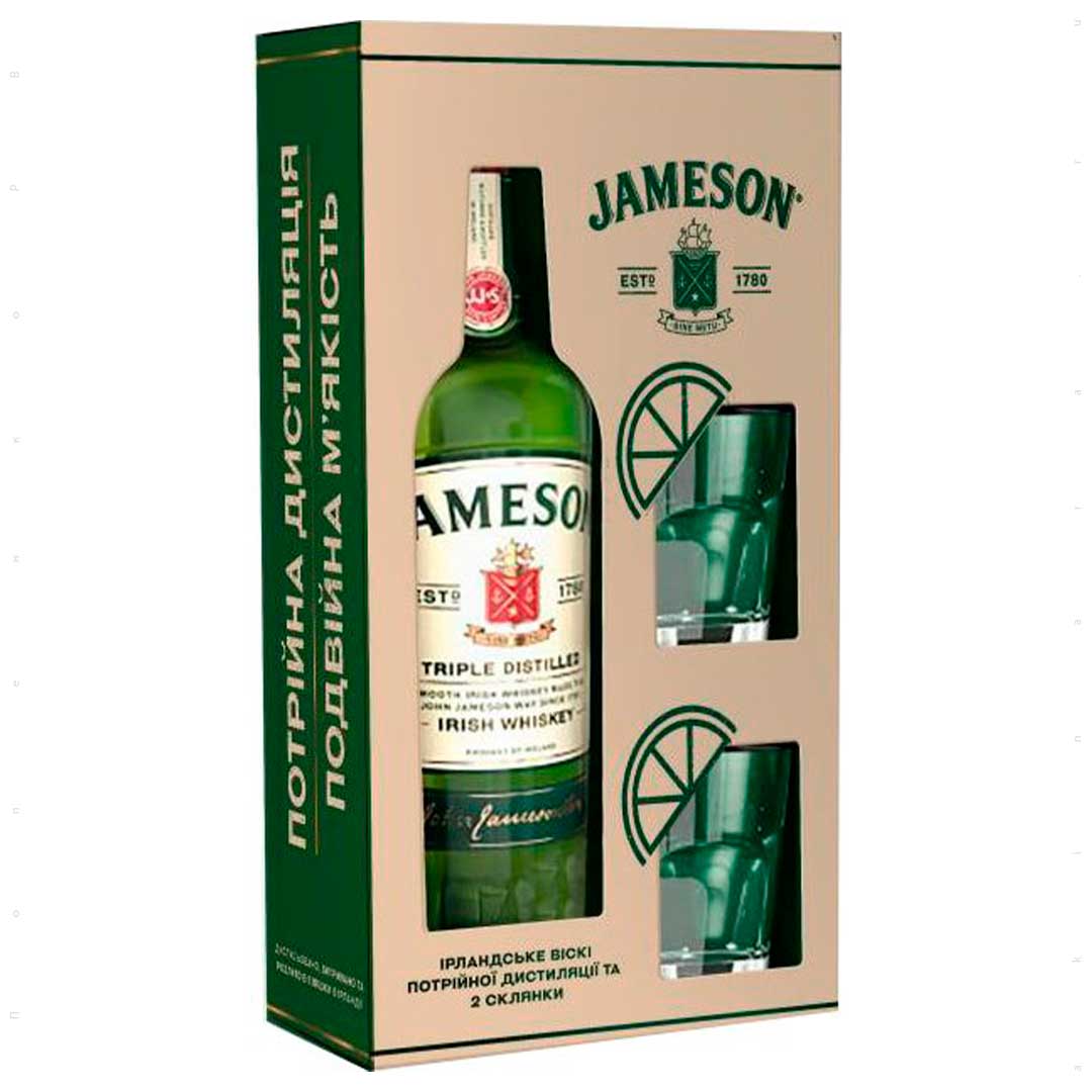 Виски Джемисон 0,7 л +2 стакана, Jameson + 2 glasses 0,7 л 40% Бленд (Blended) в GRADUS.MARKET. Тел: 063 6987172. Доставка, гарантия, лучшие цены!, фото1