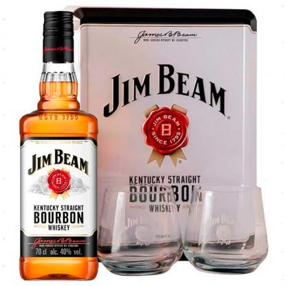 Виски Jim Beam White 4 года выдержки 0,7 л 40% + 2 бокала в железной коробке Бурбон в GRADUS.MARKET. Тел: 063 6987172. Доставка, гарантия, лучшие цены!