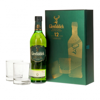 Віскі односолодовий Glenfiddich 12 yo 0,7 л 40% + 2 склянки Подарункові набори на GRADUS.MARKET. Тел: 063 6987172. Доставка, гарантія, кращі ціни!