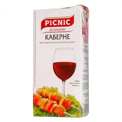 Вино Picnic Cabernet красное сухое 1л 9,5-13% Вина и игристые в GRADUS.MARKET. Тел: 063 6987172. Доставка, гарантия, лучшие цены!