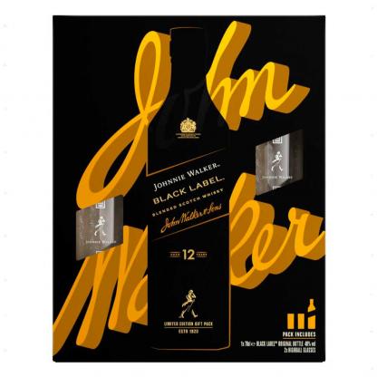 Виски Johnnie Walker Black Label с двумя стаканами 1л 40% Бленд (Blended) на GRADUS.MARKET. Тел: 063 6987172. Доставка, гарантія, кращі ціни!