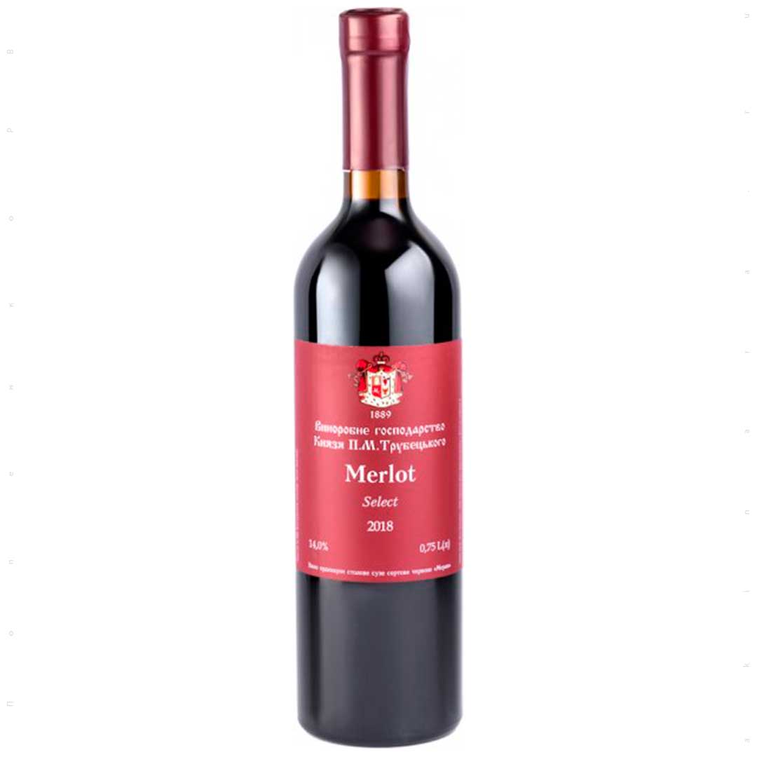 Вино Князь Трубецький Merlot Select ординарне червоне сухе 0,75л 11-14% Вино сухе на GRADUS.MARKET. Тел: 063 6987172. Доставка, гарантія, кращі ціни!, фото1